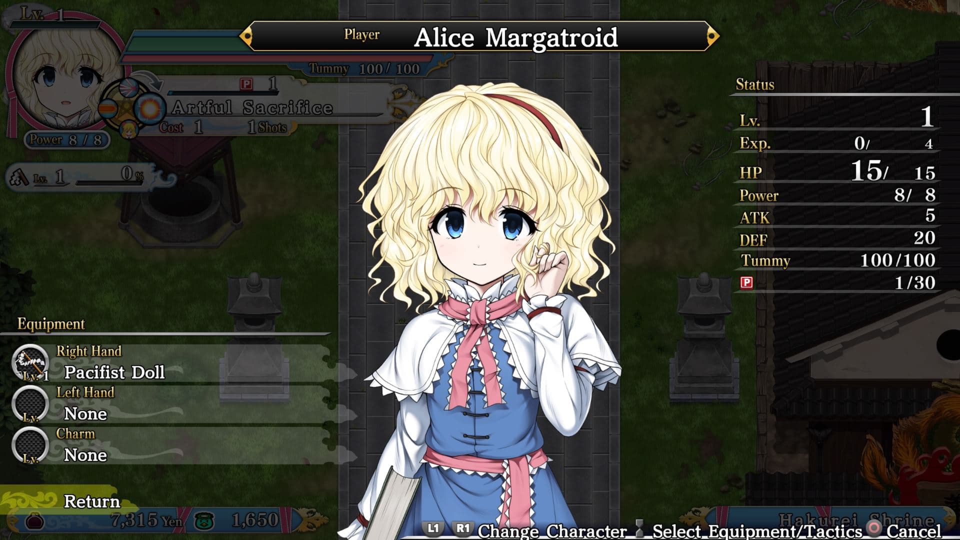 Touhou Genso Wanderer Reloaded - Alice & Equipment: скриншот 1
