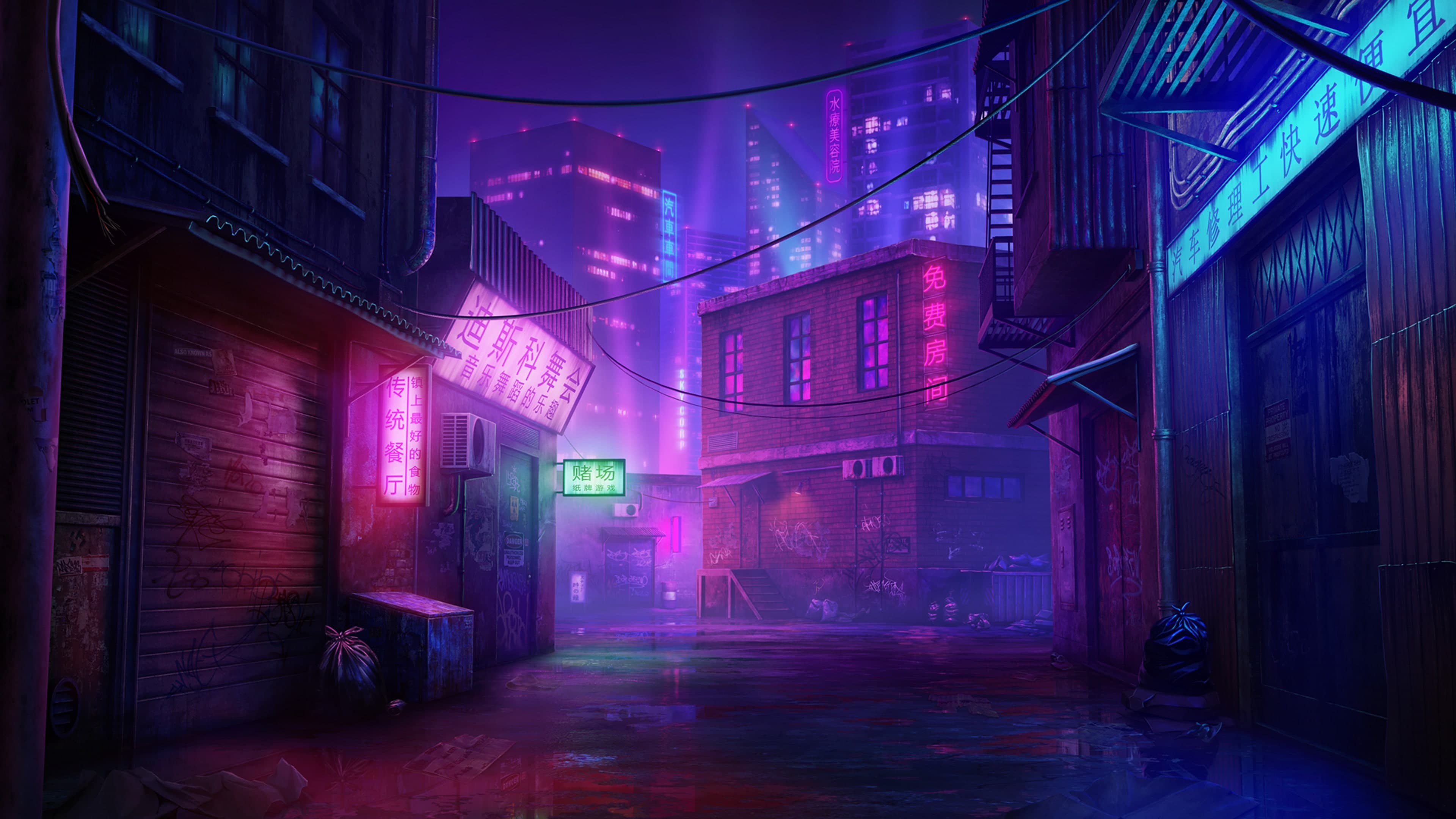 HiQ Ace Deluxe - Chinatown Neon Alley Dynamic Theme and 3 Galaxy Wolves Avatars Bundle: скриншот 1